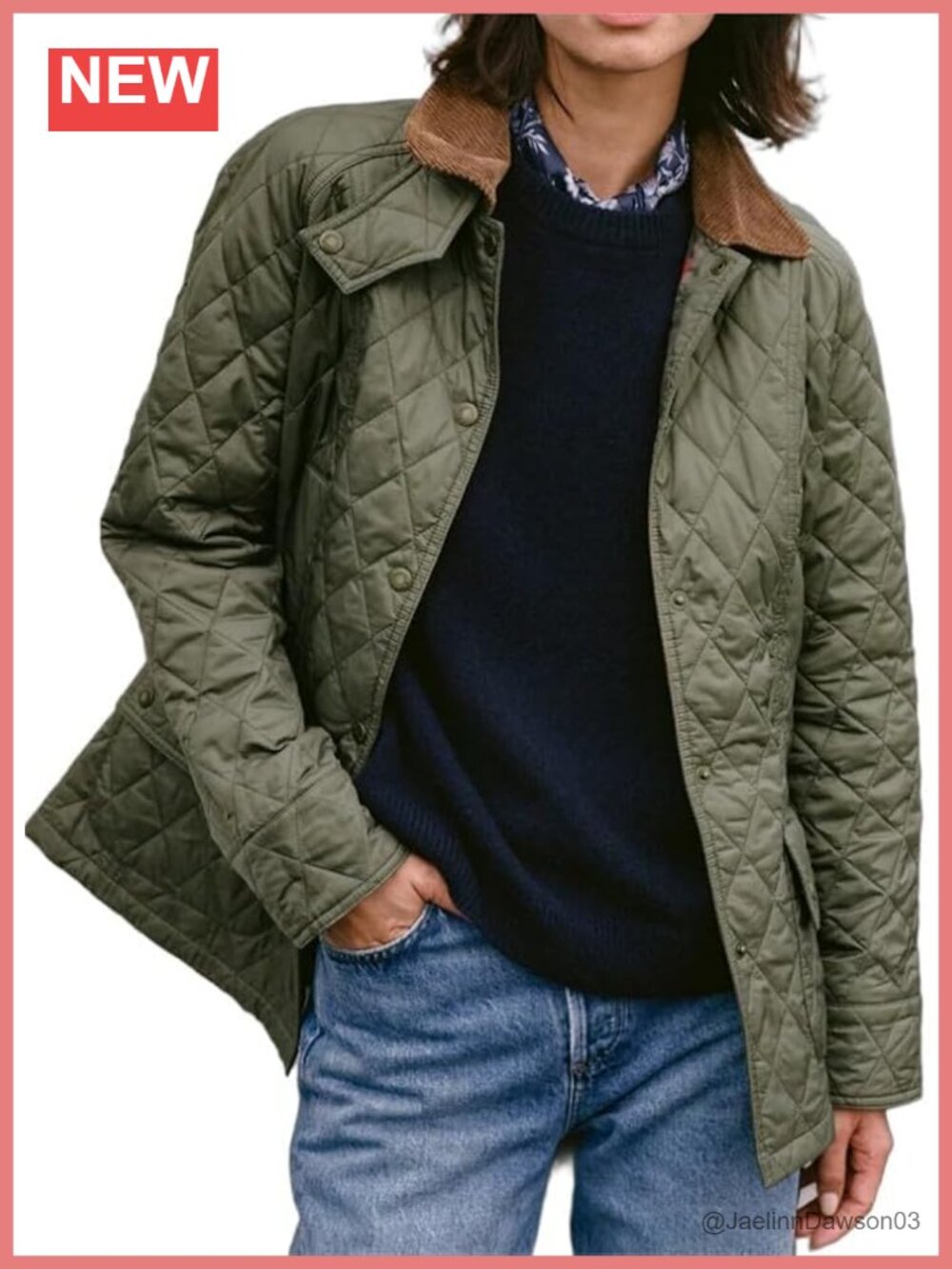 Women's Quilted Jacket Diamond Pattern Corduroy Collar Button Up Padded Coat